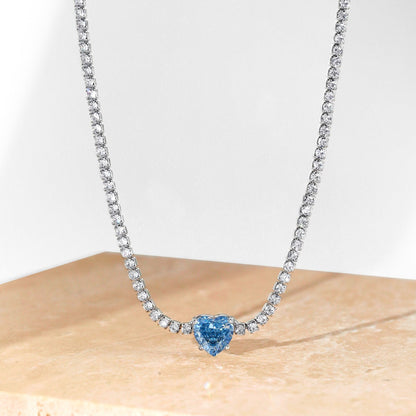 [Windsor Jewelry]2.0 Carat Sparkling Tennis Heart Cut Necklace