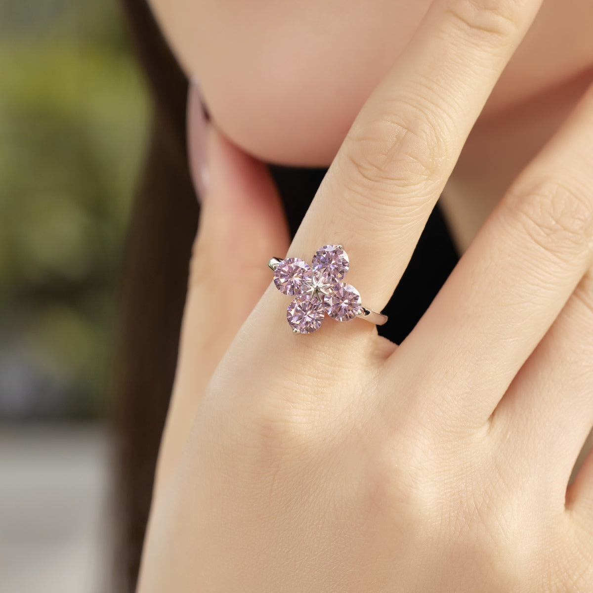[Windsor Jewelry]Four-Leaf Clover Eight-Pointed Star Ring