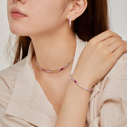 [Windsor Jewelry]Luxurious Colorful Romantic Heart Shape Lover Bracelet