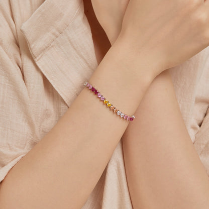 [Windsor Jewelry]Luxurious Colorful Romantic Heart Shape Lover Bracelet