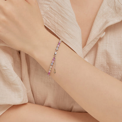[Windsor Jewelry]Delicate Colorful Emerald Cut Party Bracelet
