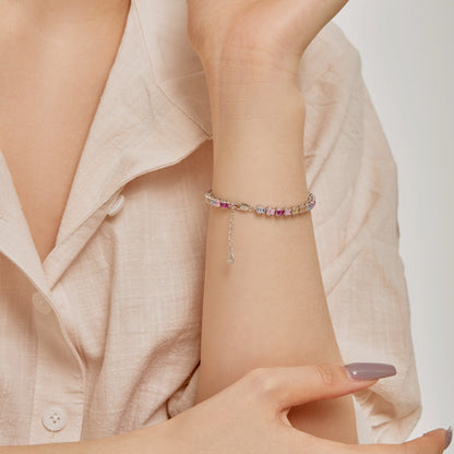 [Windsor Jewelry]Delicate Colorful Emerald Cut Party Bracelet