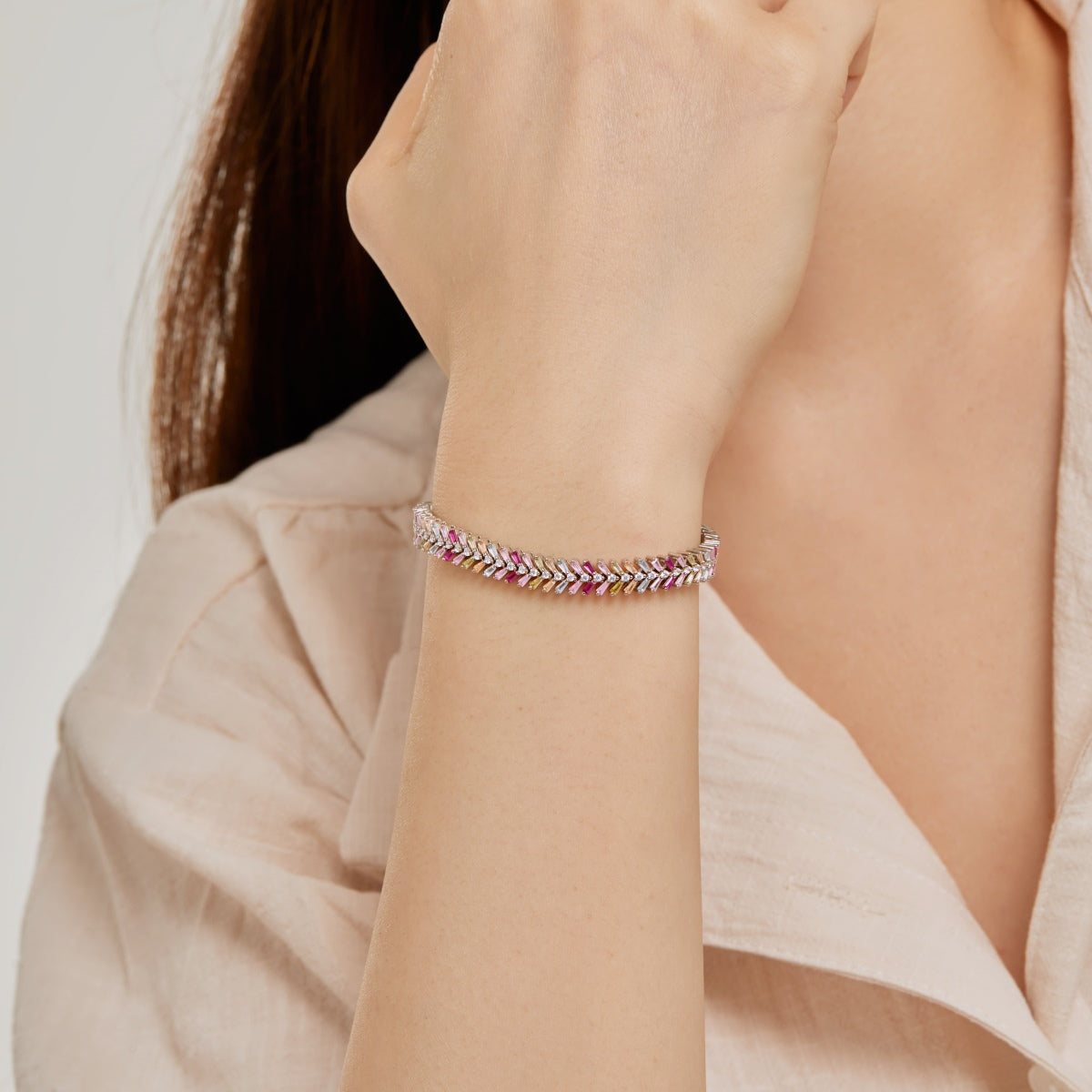 [Windsor Jewelry]Dainty Radiant Emerald Cut Daily Bracelet