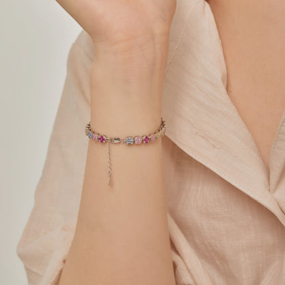 [Windsor Jewelry]Delicate Colorful Emerald Cut Daily Bracelet
