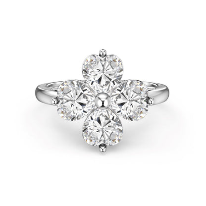 [Windsor Jewelry]Heart-shaped Four-Leaf Clover Ball Ring
