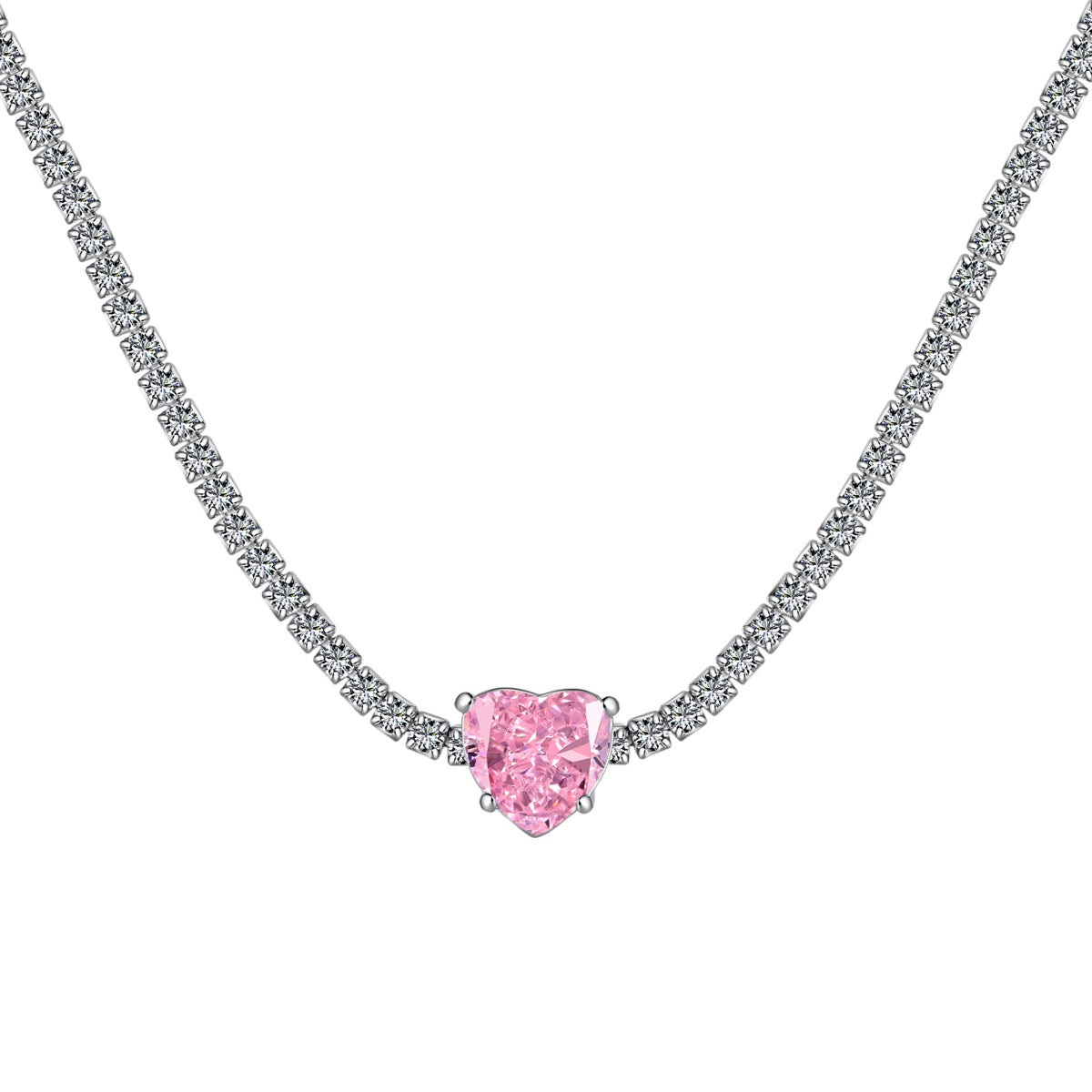 [Windsor Jewelry]2.0 Carat Sparkling Tennis Heart Cut Necklace