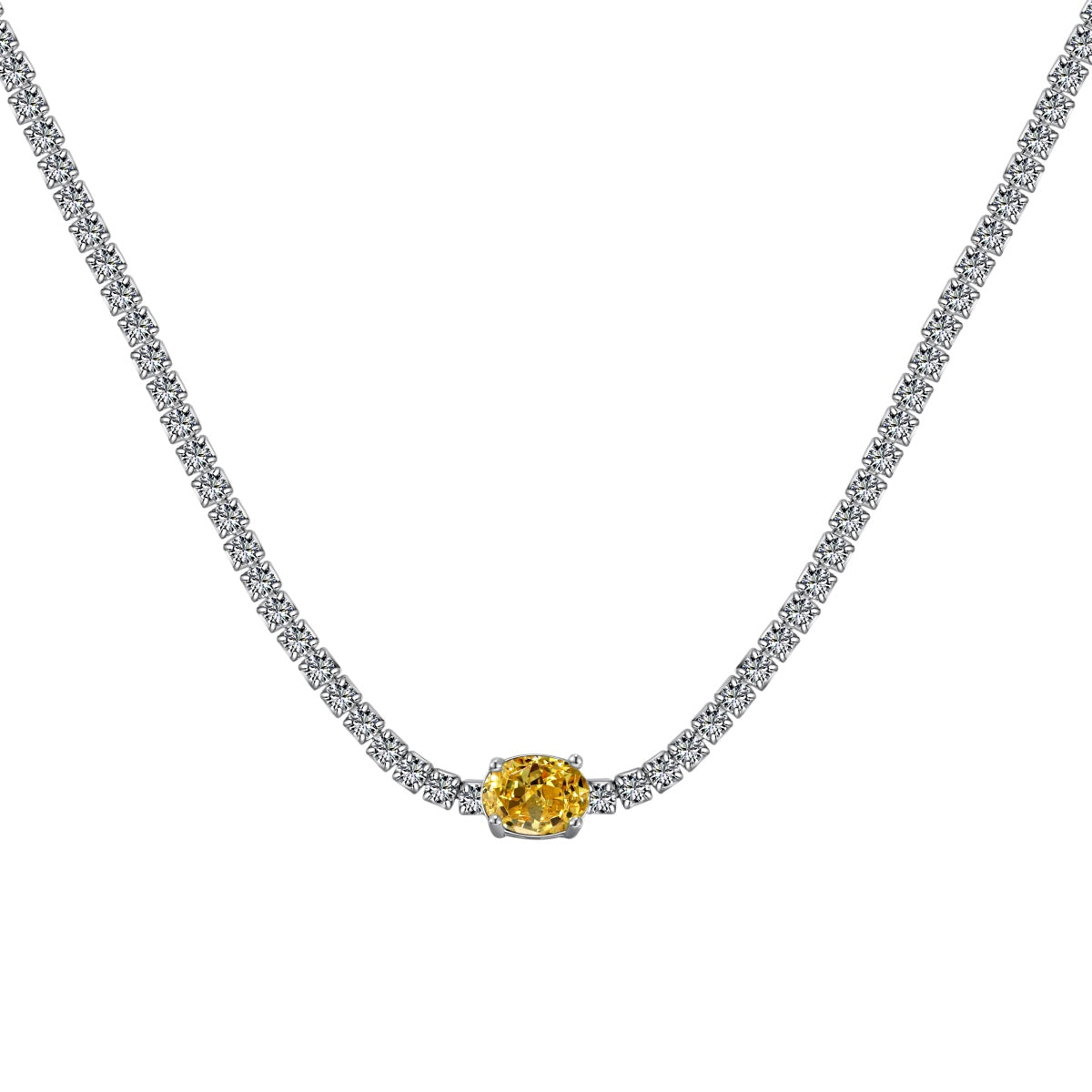 [Windsor Jewelry]1.0 Carat Shining Oval Cut Necklace