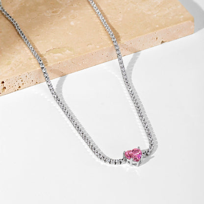 [Windsor Jewelry]2.0 Carat Sparkling Tennis Heart Cut Necklace
