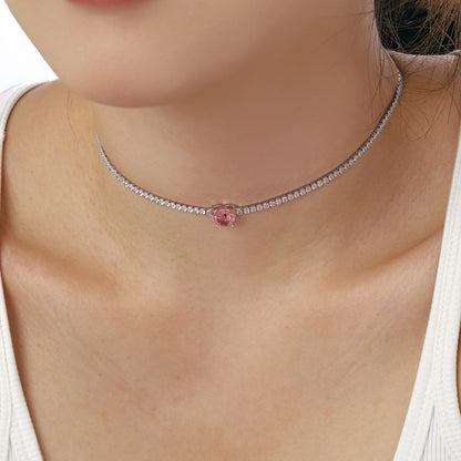[Windsor Jewelry]2.0 Carat Sparkling Tennis Heart Cut Necklace