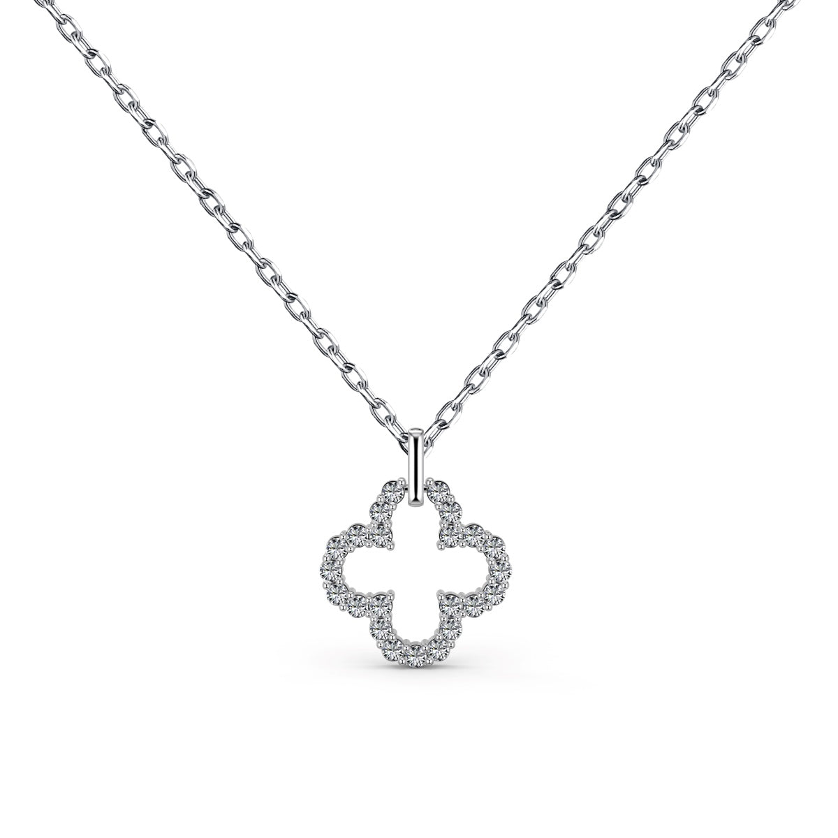 [Windsor Jewelry]Four-Leaf Clover Hollow Design Exquisite Necklace