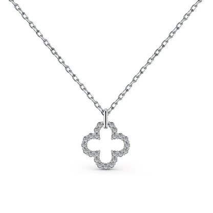 [Windsor Jewelry]Four-Leaf Clover Hollow Design Exquisite Necklace