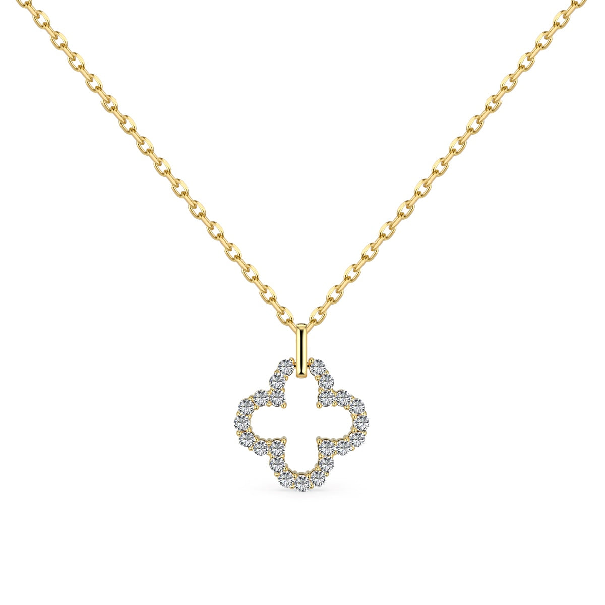 [Windsor Jewelry]Four-Leaf Clover Hollow Design Exquisite Necklace