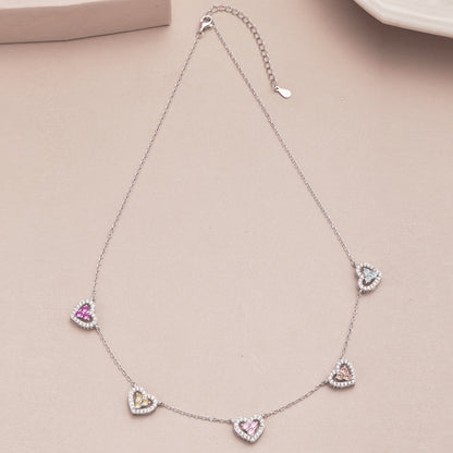 [Windsor Jewelry]Sparkling Five Heart Necklace