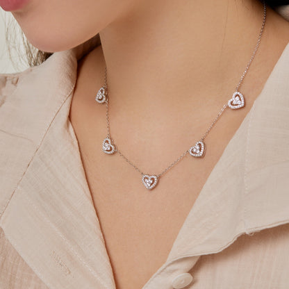 [Windsor Jewelry]Sparkling Five Heart Necklace