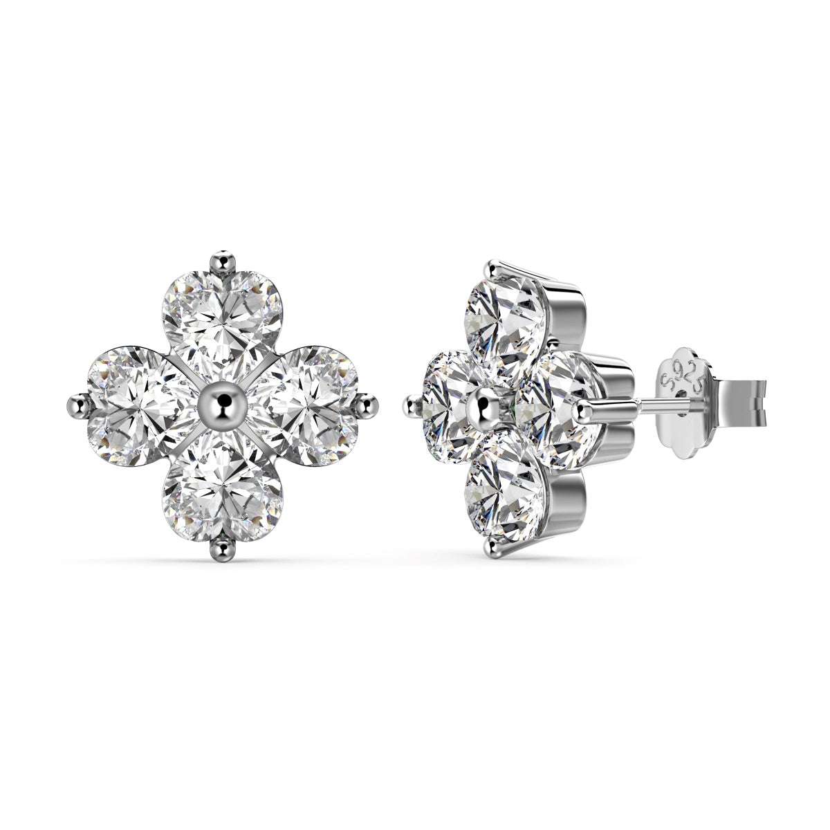 [Windsor Jewelry]Four-Leaf Clover Ball Earrings