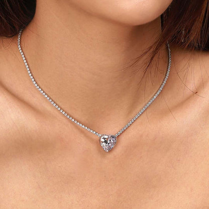 [Windsor Jewelry]8.0 Carat Versatile Colorful Sweet Heart-Shaped Tennis Necklace