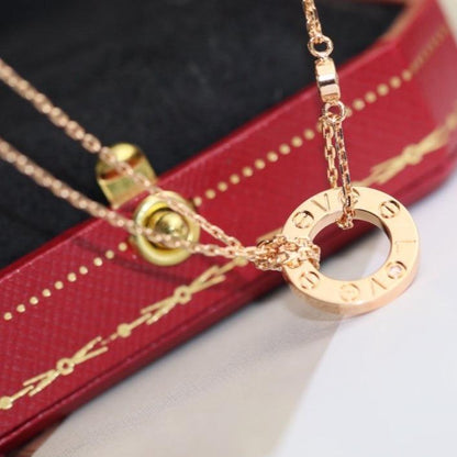 [Windsor Jewelry]LOVE NECKLACE ADJUSTABLE ROSE GOLD 2 DIAMOND