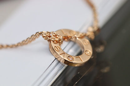 [Windsor Jewelry]LOVE NECKLACE ADJUSTABLE ROSE GOLD 2 DIAMOND