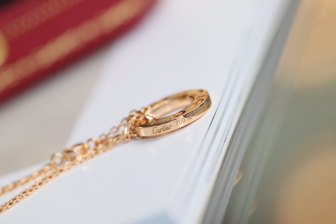 [Windsor Jewelry]LOVE NECKLACE ADJUSTABLE ROSE GOLD 2 DIAMOND