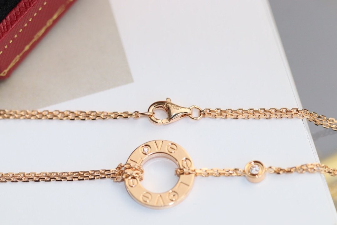 [Windsor Jewelry]LOVE NECKLACE ADJUSTABLE ROSE GOLD 2 DIAMOND