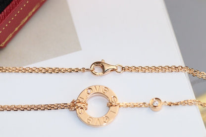 [Windsor Jewelry]LOVE NECKLACE ADJUSTABLE ROSE GOLD 2 DIAMOND