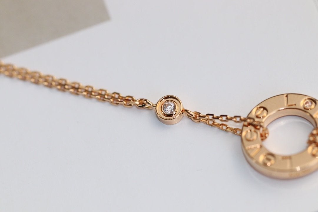 [Windsor Jewelry]LOVE NECKLACE ADJUSTABLE ROSE GOLD 2 DIAMOND