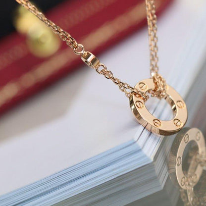 [Windsor Jewelry]LOVE NECKLACE ADJUSTABLE ROSE GOLD 2 DIAMOND