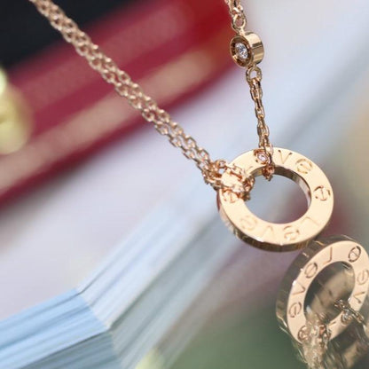 [Windsor Jewelry]LOVE NECKLACE ADJUSTABLE ROSE GOLD 2 DIAMOND