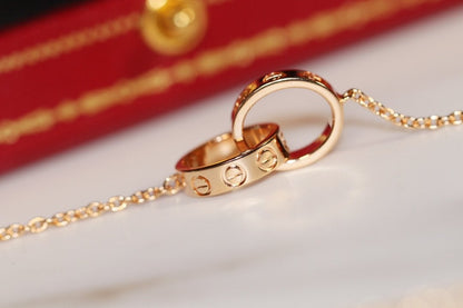 [Windsor Jewelry]LOVE NECKLACE PINK GOLD AND SILVER