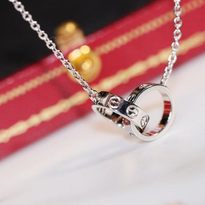 [Windsor Jewelry]LOVE NECKLACE PINK GOLD AND SILVER