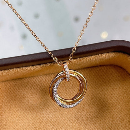 [Windsor Jewelry]TRINITY NECKLACE SILVER GOLD PINK GOLD DIAMONDS