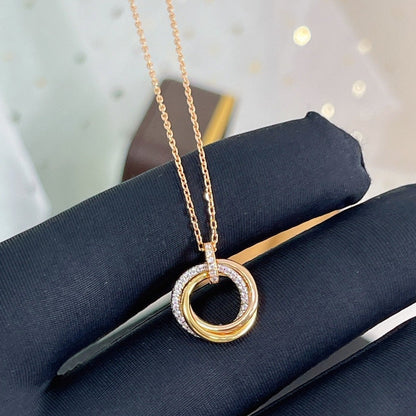 [Windsor Jewelry]TRINITY NECKLACE SILVER GOLD PINK GOLD DIAMONDS