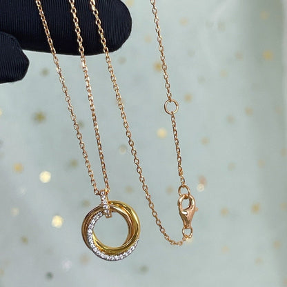 [Windsor Jewelry]TRINITY NECKLACE SILVER GOLD PINK GOLD DIAMONDS