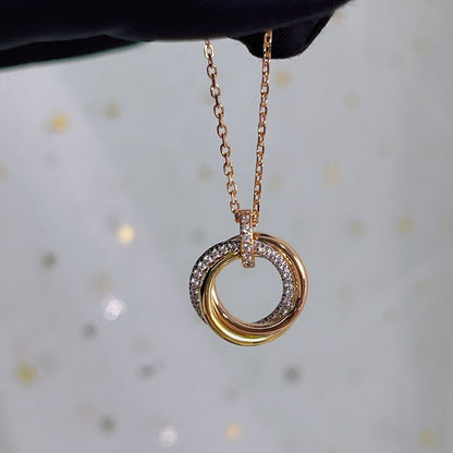 [Windsor Jewelry]TRINITY NECKLACE SILVER GOLD PINK GOLD DIAMONDS