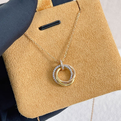[Windsor Jewelry]TRINITY NECKLACE SILVER GOLD PINK GOLD DIAMONDS