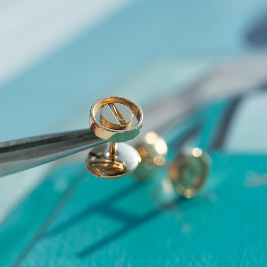 [Windsor Jewelry]LOVE EARRINGS PINK GOLD 10MM
