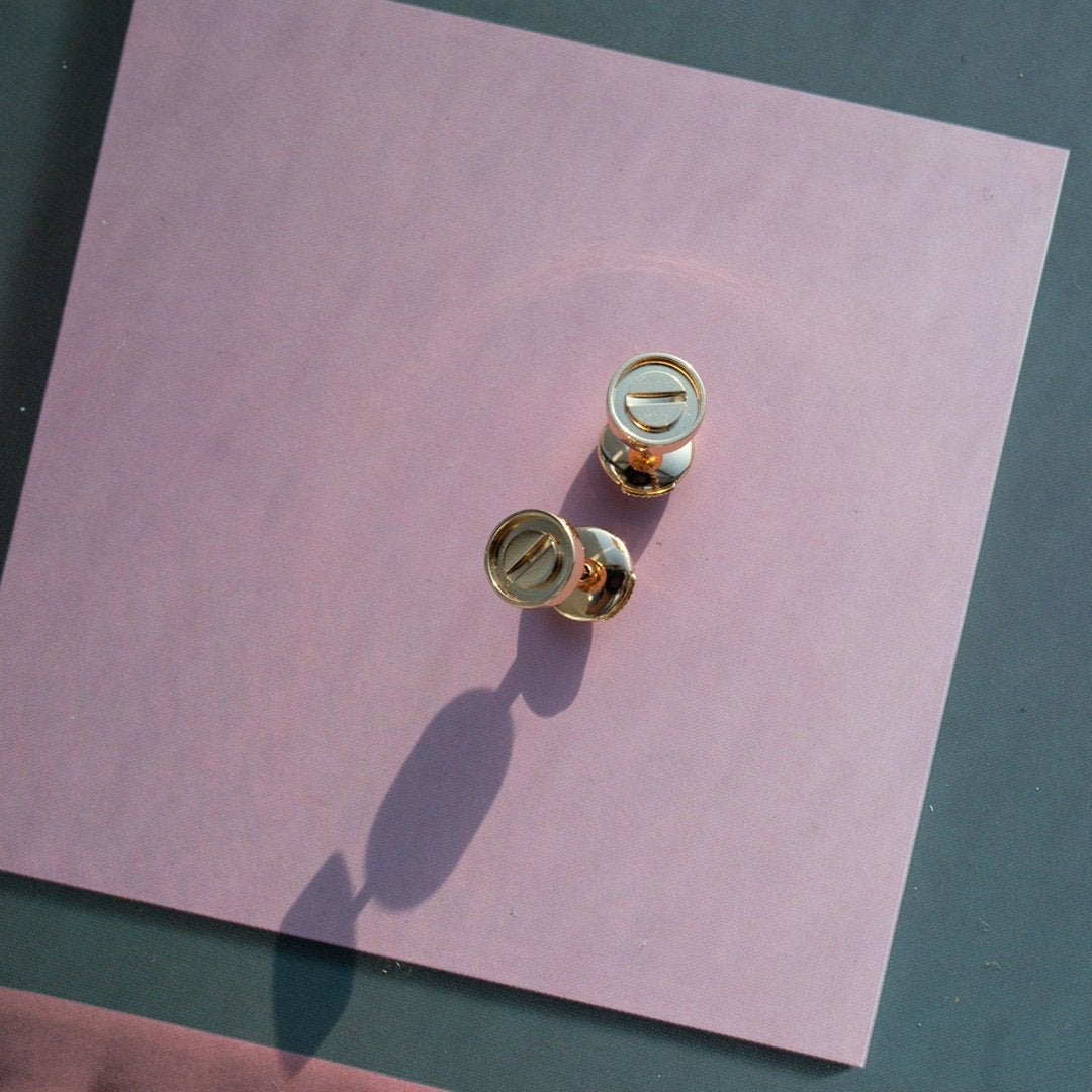 [Windsor Jewelry]LOVE EARRINGS PINK GOLD 10MM