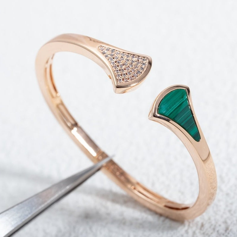 [Windsor Jewelry]DREAM BRACELET OPEN MALACHITE PINK GOLD