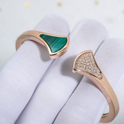 [Windsor Jewelry]DREAM BRACELET OPEN MALACHITE PINK GOLD