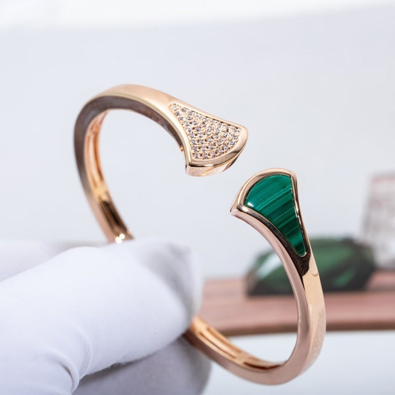 [Windsor Jewelry]DREAM BRACELET OPEN MALACHITE PINK GOLD