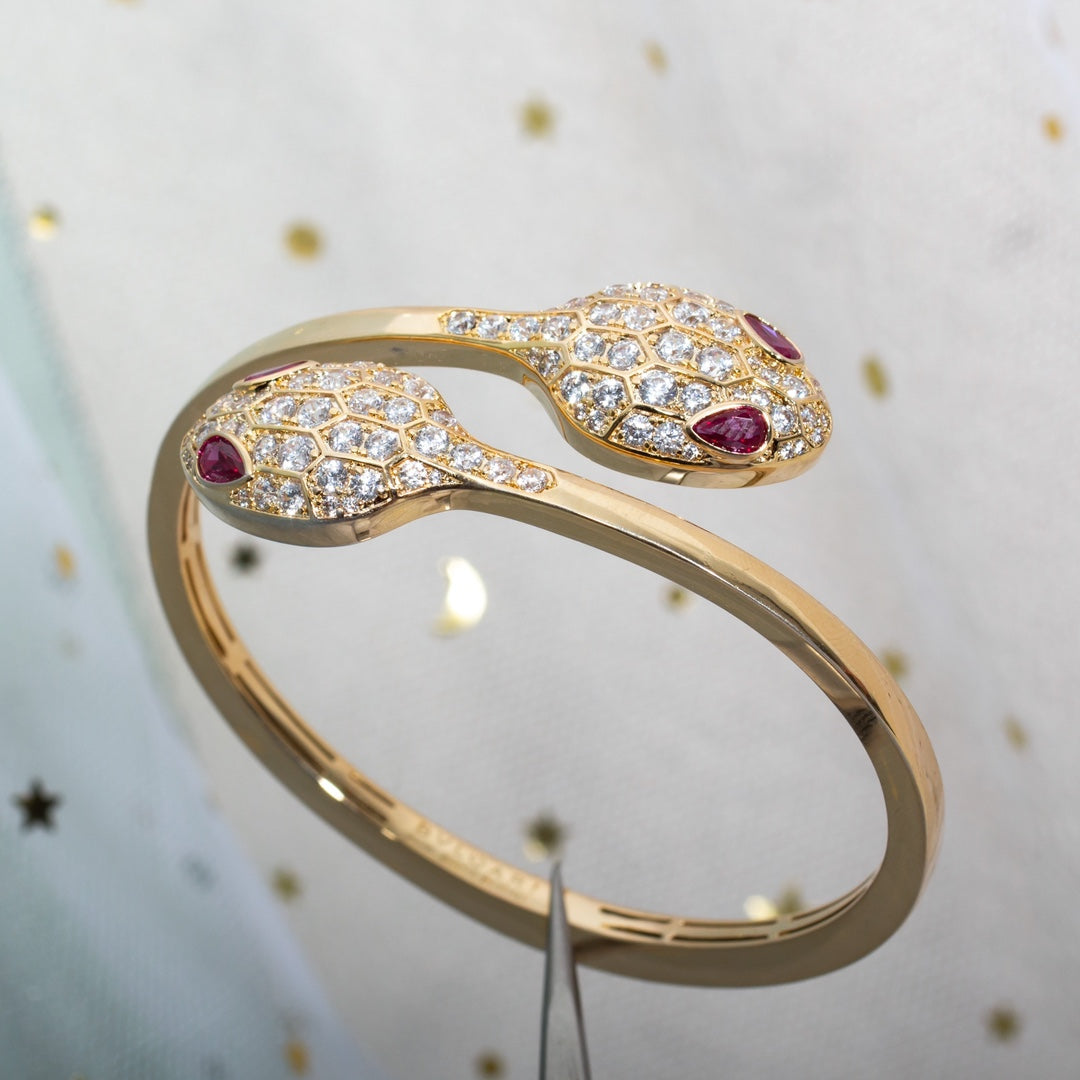 [Windsor Jewelry]SERPENTI BRACELET PINK GOLD DIAMOND DOUBLE SNAKE