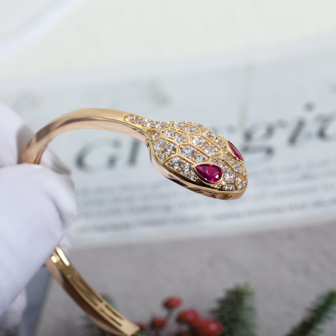[Windsor Jewelry]SERPENTI BRACELET PINK GOLD DIAMOND DOUBLE SNAKE