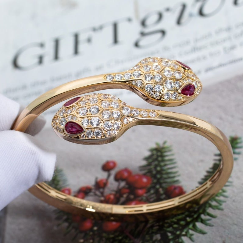 [Windsor Jewelry]SERPENTI BRACELET PINK GOLD DIAMOND DOUBLE SNAKE