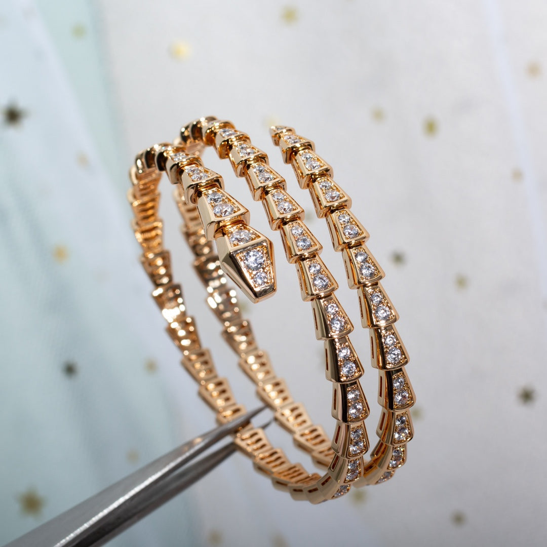 [Windsor Jewelry]SERPENTI BRACELET PINK GOLD DIAMOND DOUBLE ROW