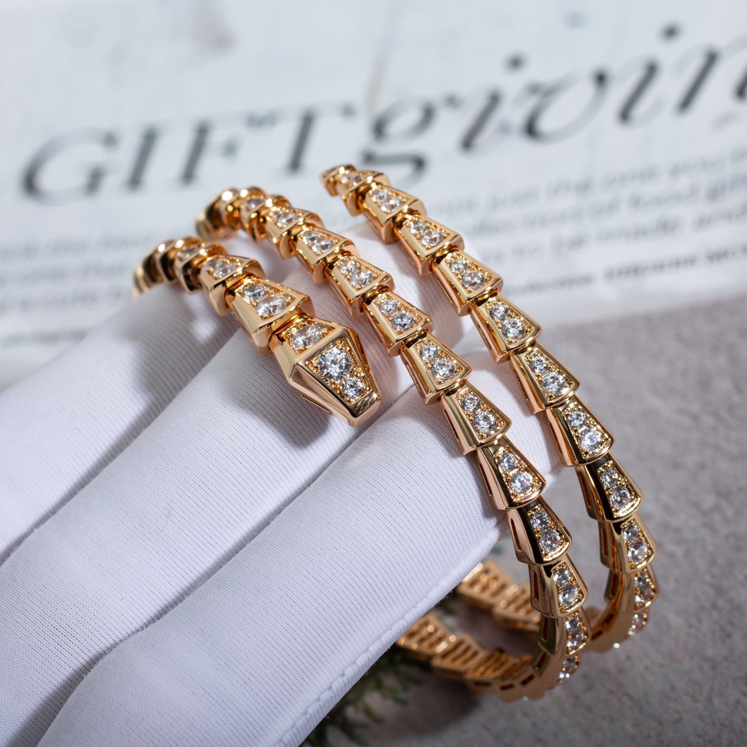 [Windsor Jewelry]SERPENTI BRACELET PINK GOLD DIAMOND DOUBLE ROW