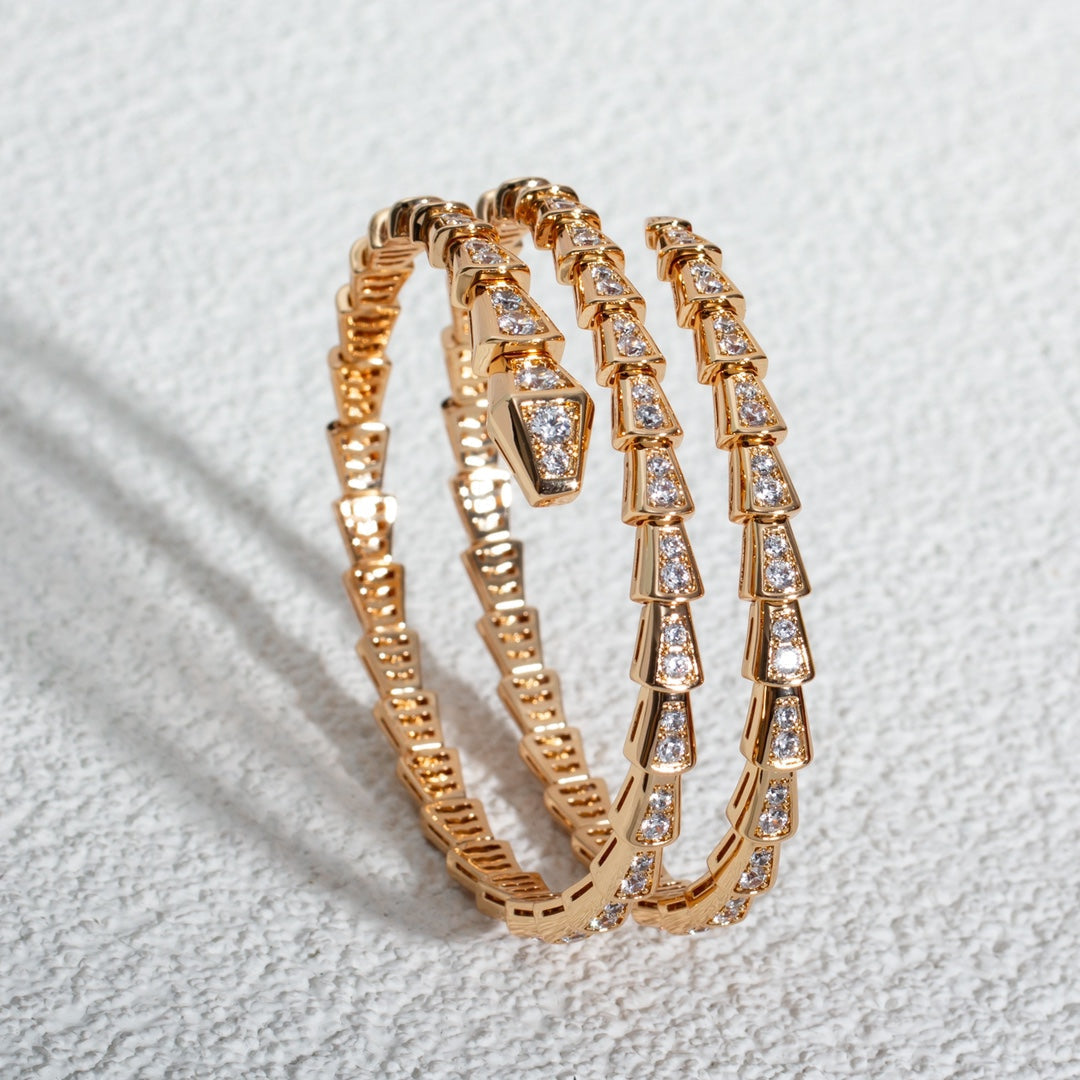 [Windsor Jewelry]SERPENTI BRACELET PINK GOLD DIAMOND DOUBLE ROW