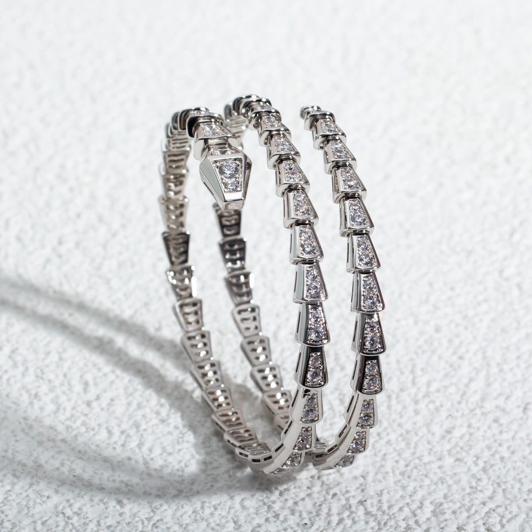 [Windsor Jewelry]SERPENTI BRACELET SILVER DIAMOND DOUBLE ROW