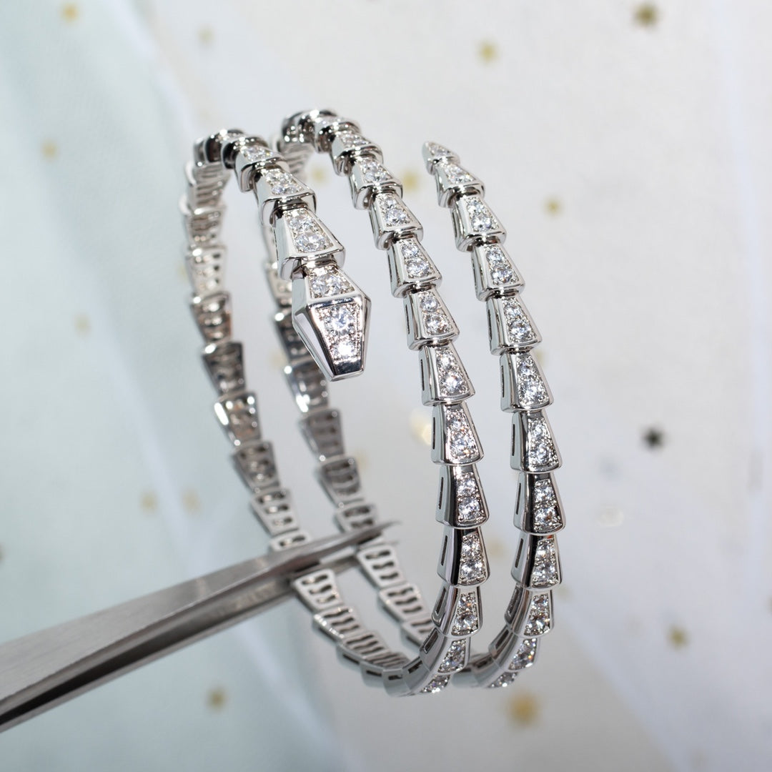 [Windsor Jewelry]SERPENTI BRACELET SILVER DIAMOND DOUBLE ROW