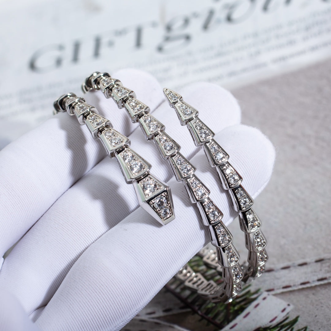 [Windsor Jewelry]SERPENTI BRACELET SILVER DIAMOND DOUBLE ROW