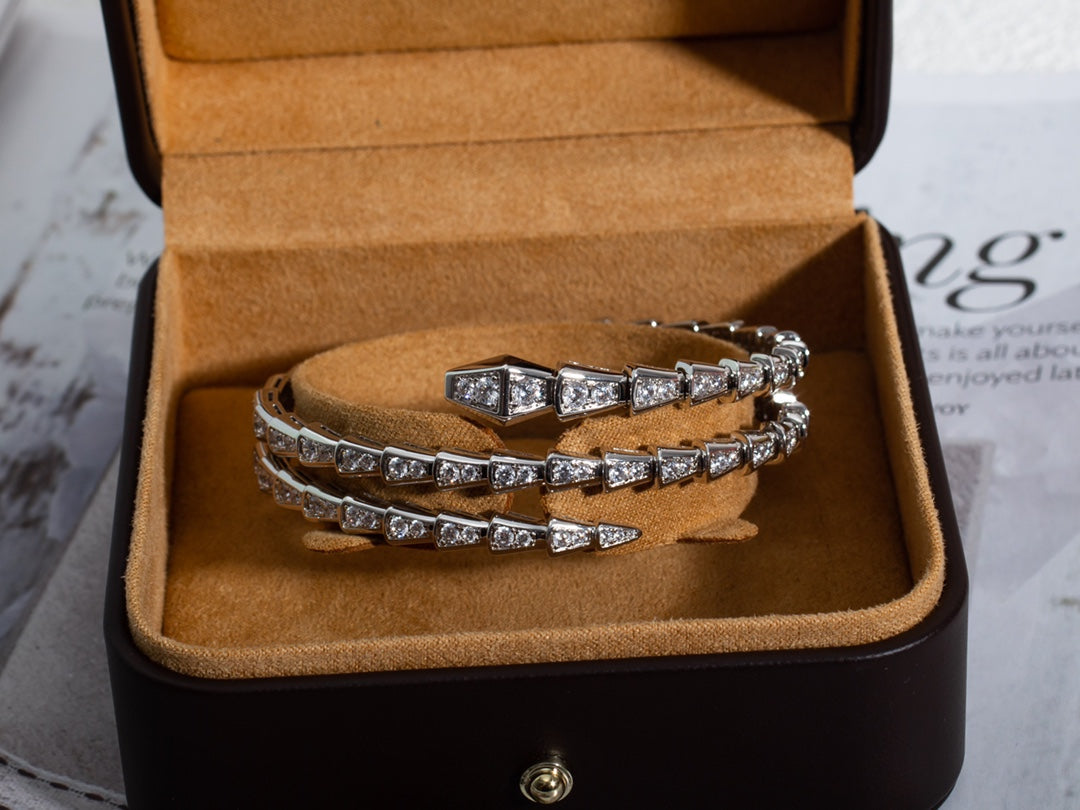 [Windsor Jewelry]SERPENTI BRACELET SILVER DIAMOND DOUBLE ROW